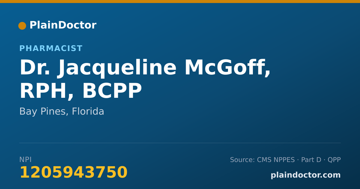 Shareable card for Jacqueline McGoff, RPH, BCPP - Pharmacist, Bay Pines, FL