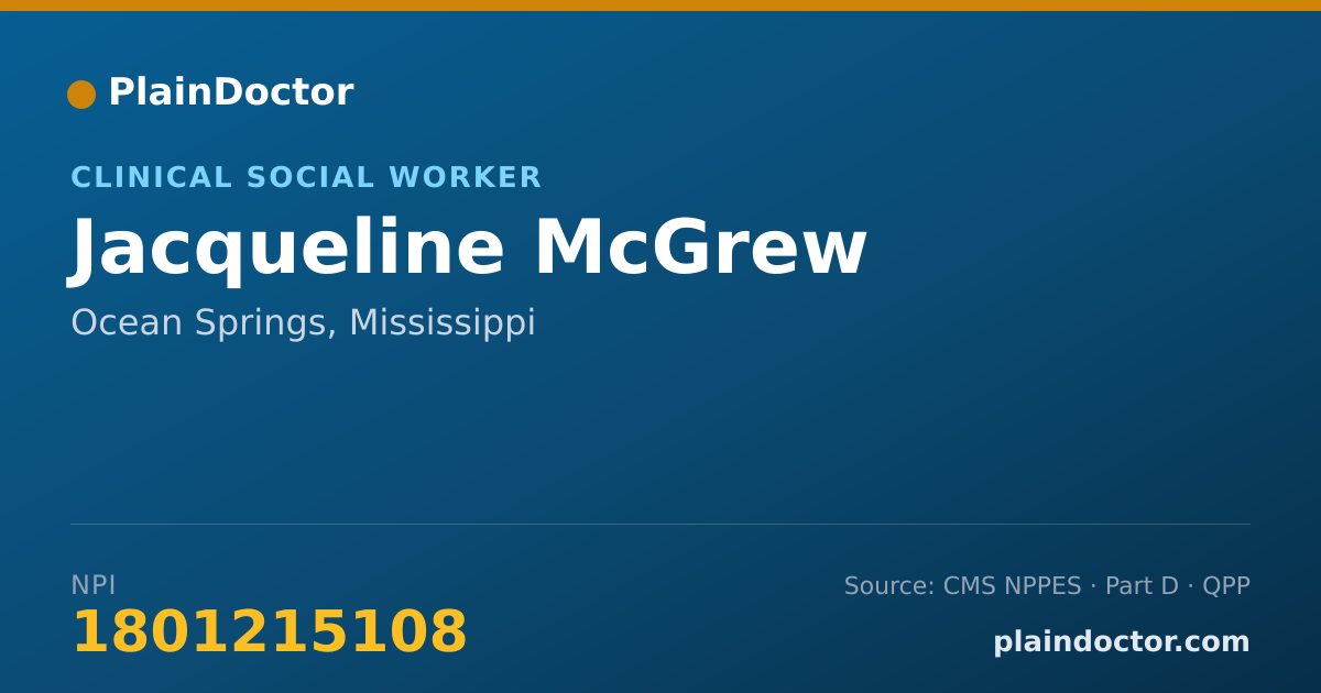 Shareable card for Jacqueline McGrew - Clinical Social Worker, Ocean Springs, MS
