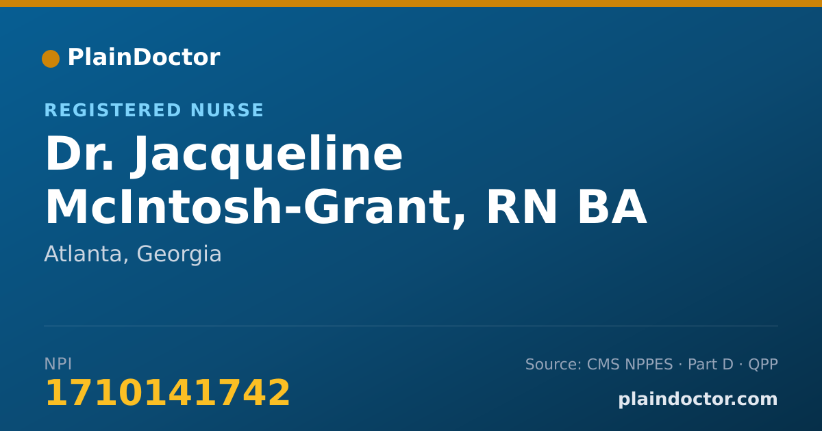 Shareable card for Jacqueline McIntosh-Grant, RN BA - Registered Nurse, Atlanta, GA