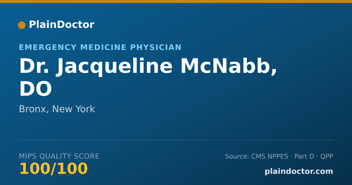 Shareable card for Jacqueline McNabb, DO - Emergency Medicine Physician, Bronx, NY