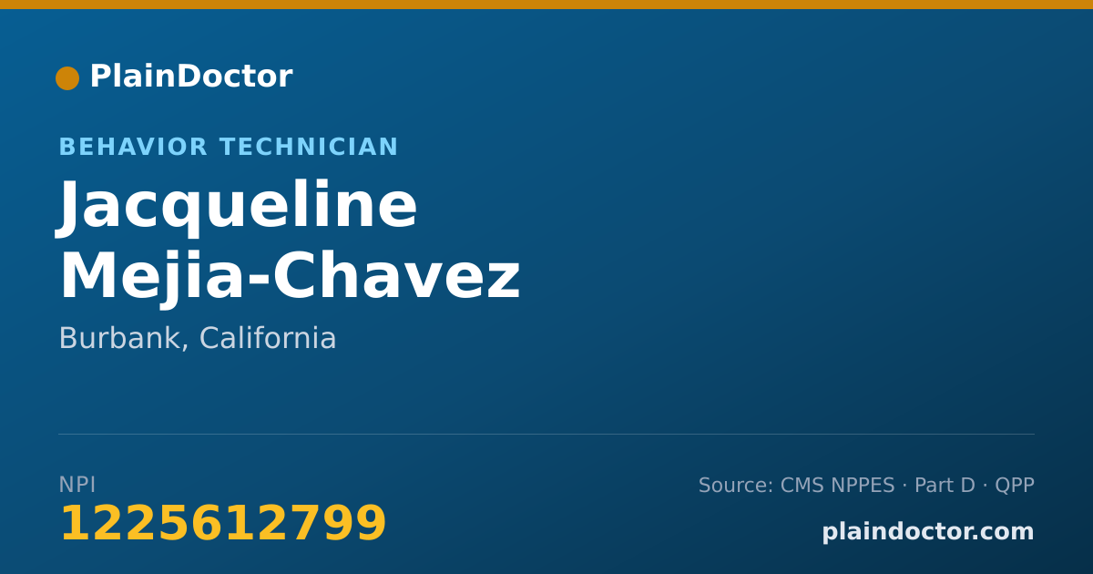 Shareable card for Jacqueline Mejia-Chavez - Behavior Technician, Burbank, CA