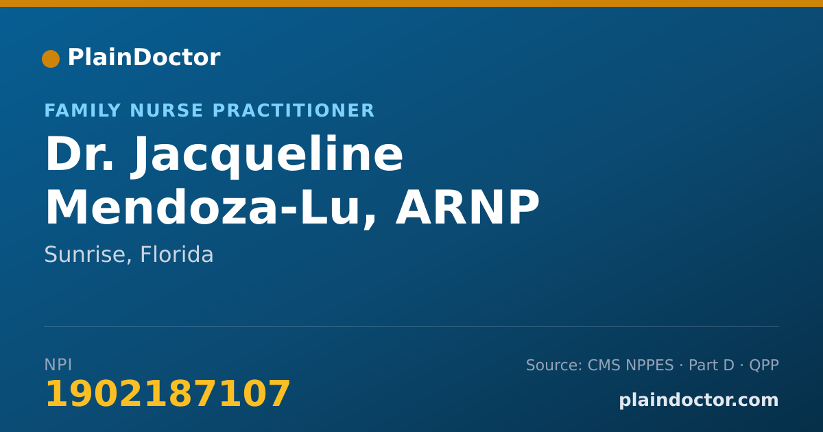 Shareable card for Jacqueline Mendoza-Lu, ARNP - Family Nurse Practitioner, Sunrise, FL