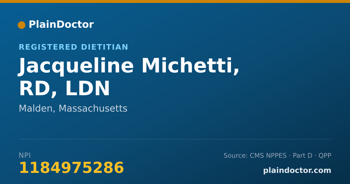 Shareable card for Jacqueline Michetti, RD, LDN - Registered Dietitian, Malden, MA