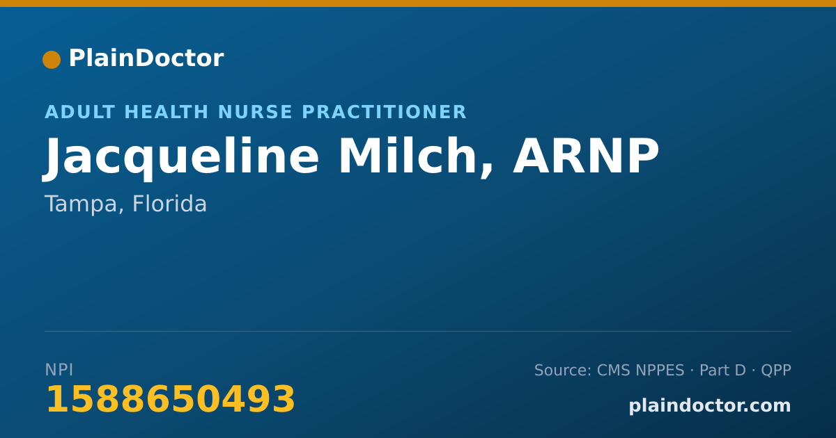 Shareable card for Jacqueline Milch, ARNP - Adult Health Nurse Practitioner, Tampa, FL