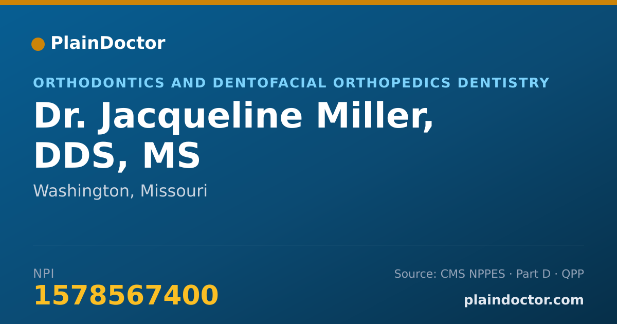 Shareable card for Jacqueline Miller, DDS, MS - Orthodontics and Dentofacial Orthopedics Dentistry, Washington, MO