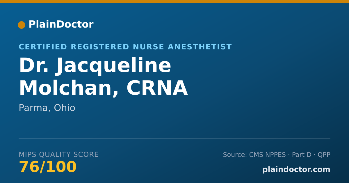 Shareable card for Jacqueline Molchan, CRNA - Certified Registered Nurse Anesthetist, Parma, OH