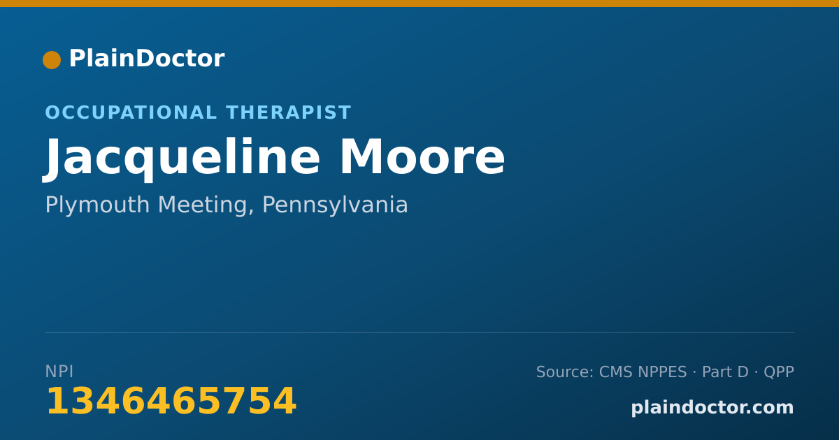 Shareable card for Jacqueline Moore - Occupational Therapist, Plymouth Meeting, PA