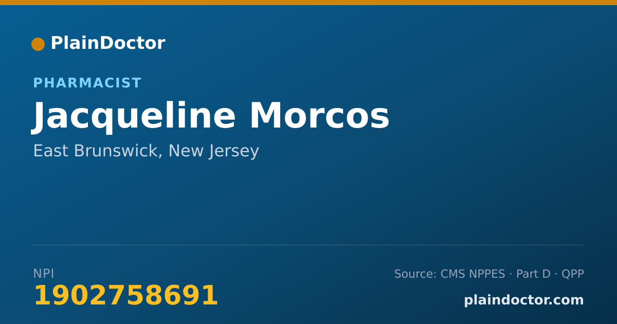 Shareable card for Jacqueline Morcos - Pharmacist, East Brunswick, NJ