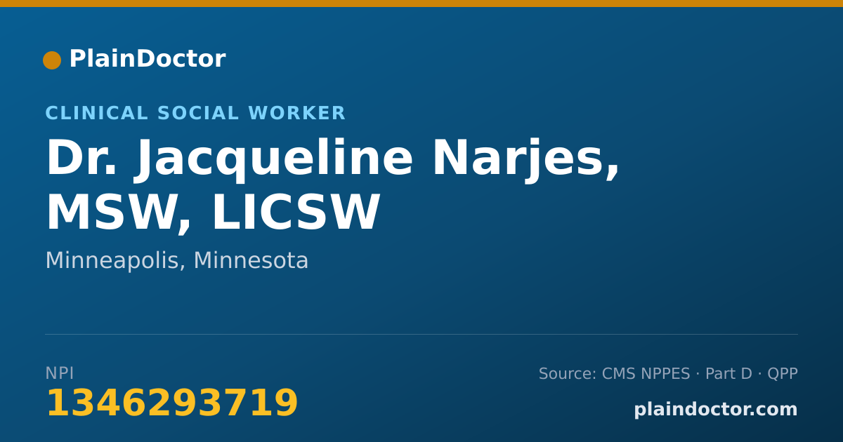 Shareable card for Jacqueline Narjes, MSW, LICSW - Clinical Social Worker, Minneapolis, MN