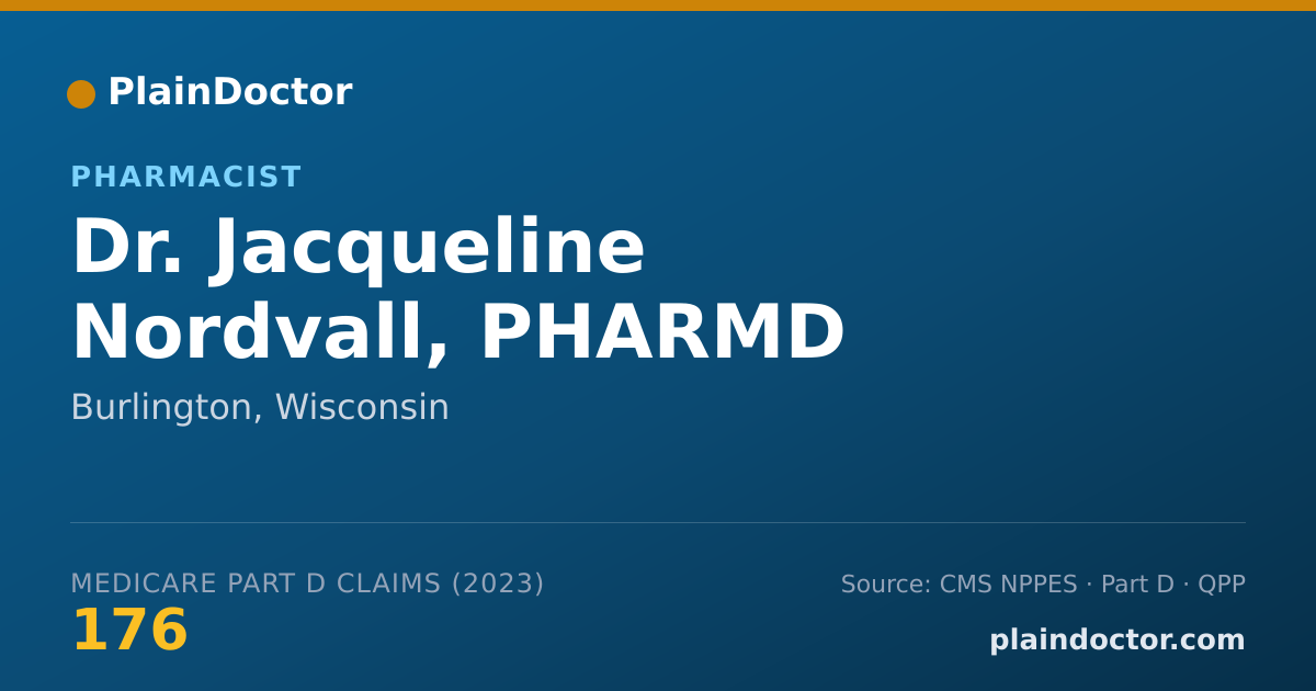 Shareable card for Jacqueline Nordvall, PHARMD - Pharmacist, Burlington, WI