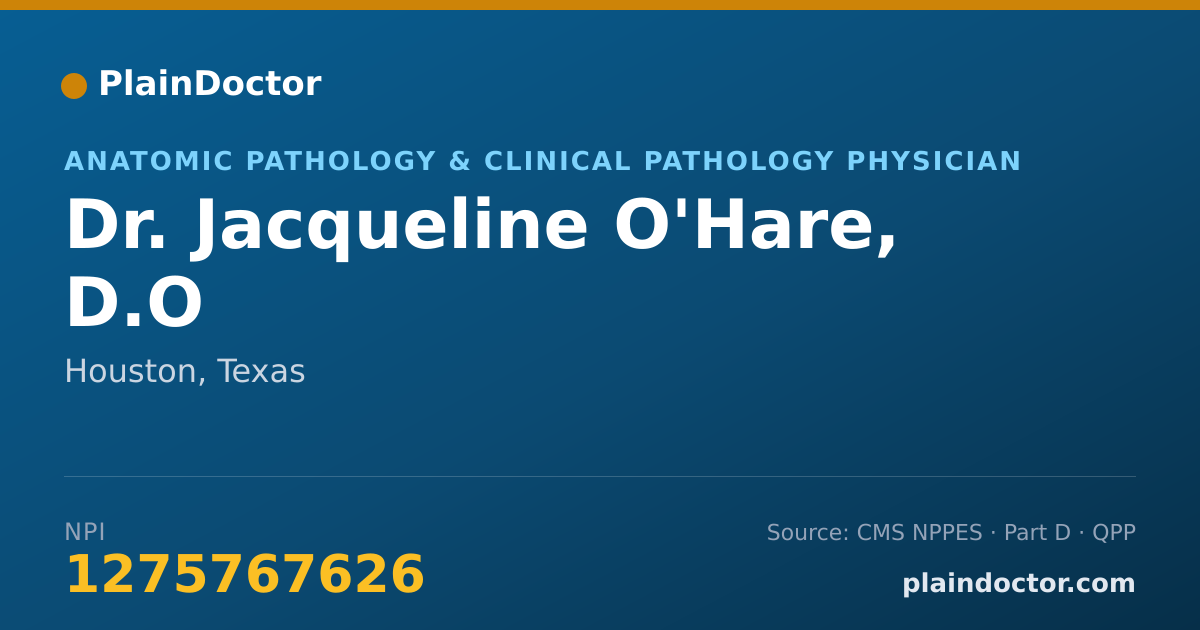 Shareable card for Jacqueline O'Hare, D.O - Anatomic Pathology & Clinical Pathology Physician, Houston, TX