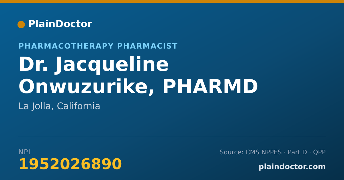 Shareable card for Jacqueline Onwuzurike, PHARMD - Pharmacotherapy Pharmacist, La Jolla, CA