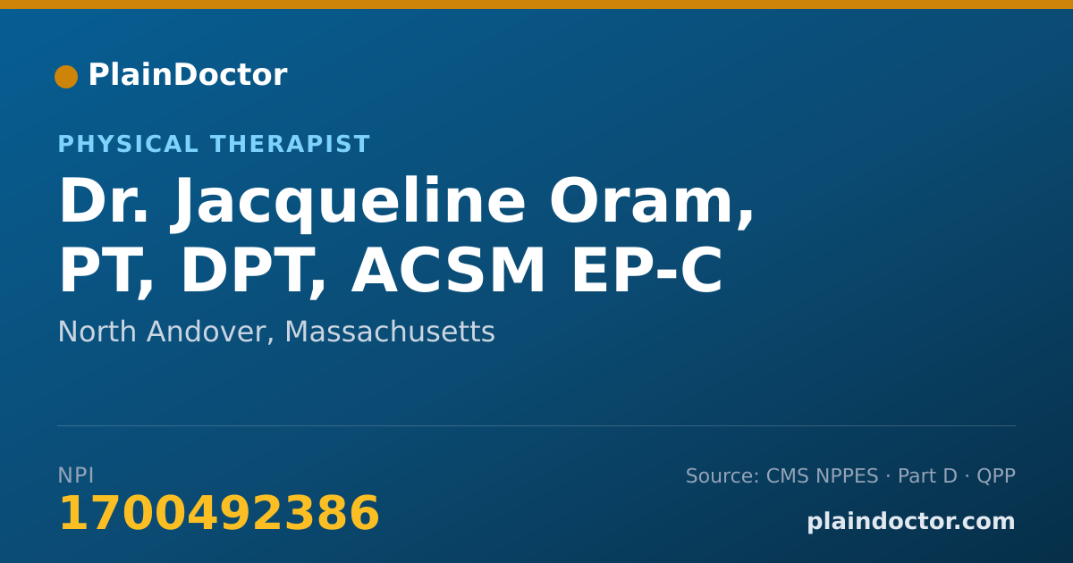 Shareable card for Jacqueline Oram, PT, DPT, ACSM EP-C - Physical Therapist, North Andover, MA