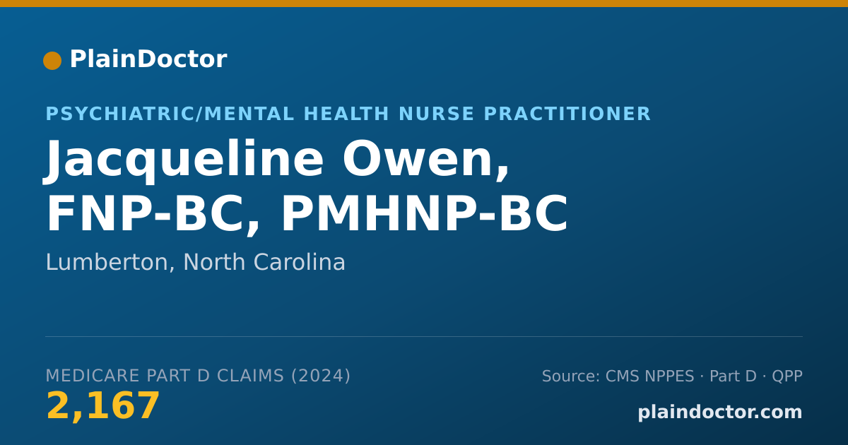 Shareable card for Jacqueline Owen, FNP-BC, PMHNP-BC - Family Nurse Practitioner, Lumberton, NC