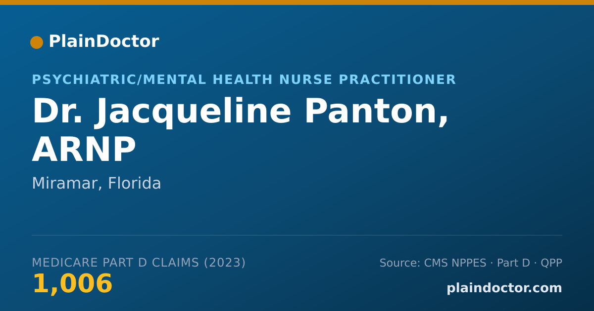 Shareable card for Jacqueline Panton, ARNP - Psychiatric/Mental Health Nurse Practitioner, Miramar, FL