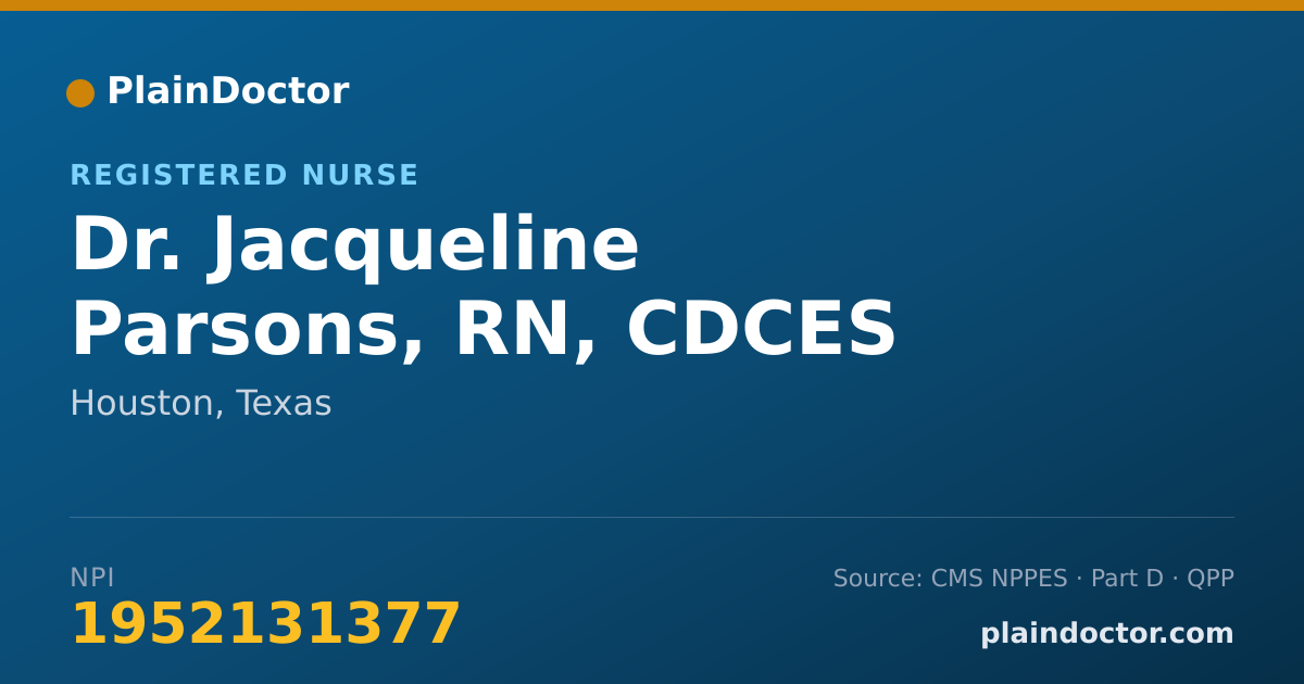 Shareable card for Jacqueline Parsons, RN, CDCES - Registered Nurse, Houston, TX