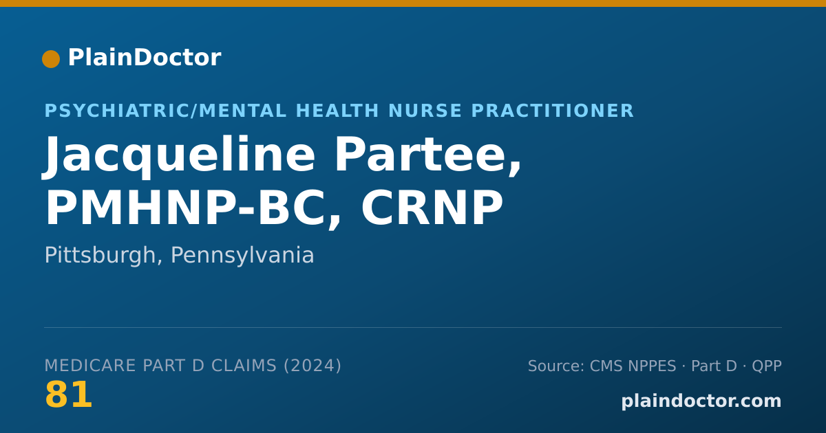 Shareable card for Jacqueline Partee, PMHNP-BC, CRNP - Psychiatric/Mental Health Nurse Practitioner, Pittsburgh, PA