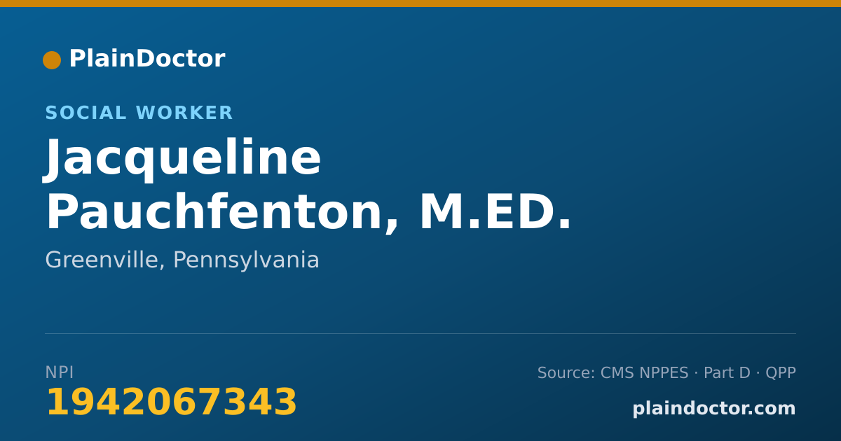 Shareable card for Jacqueline Pauchfenton, M.ED. - Behavior Analyst, Greenville, PA