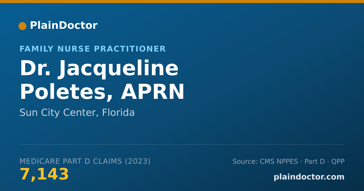 Shareable card for Jacqueline Poletes, APRN - Family Nurse Practitioner, Sun City Center, FL