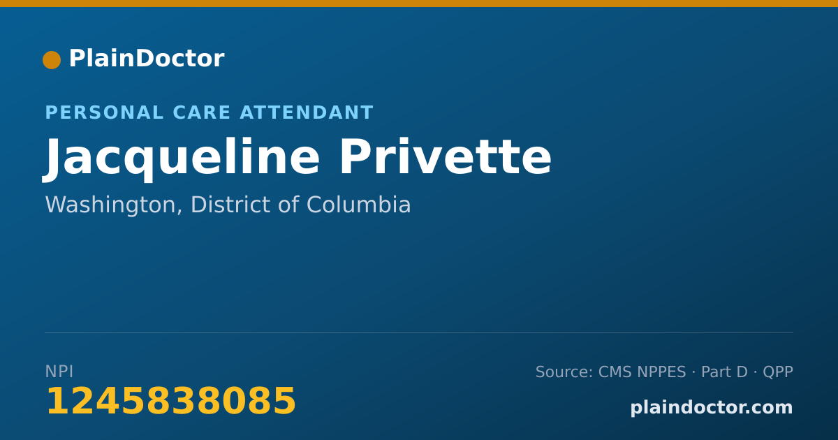 Shareable card for Jacqueline Privette - Personal Care Attendant, Washington, DC
