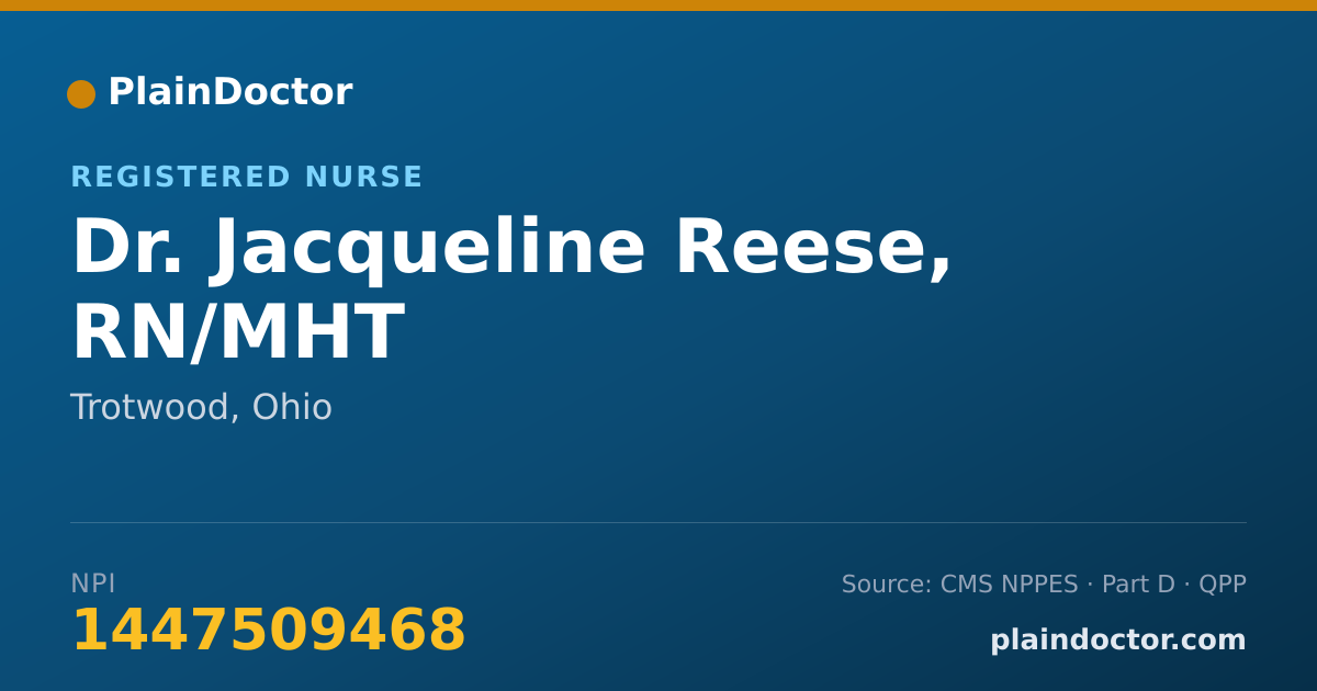 Shareable card for Jacqueline Reese, RN/MHT - Registered Nurse, Trotwood, OH