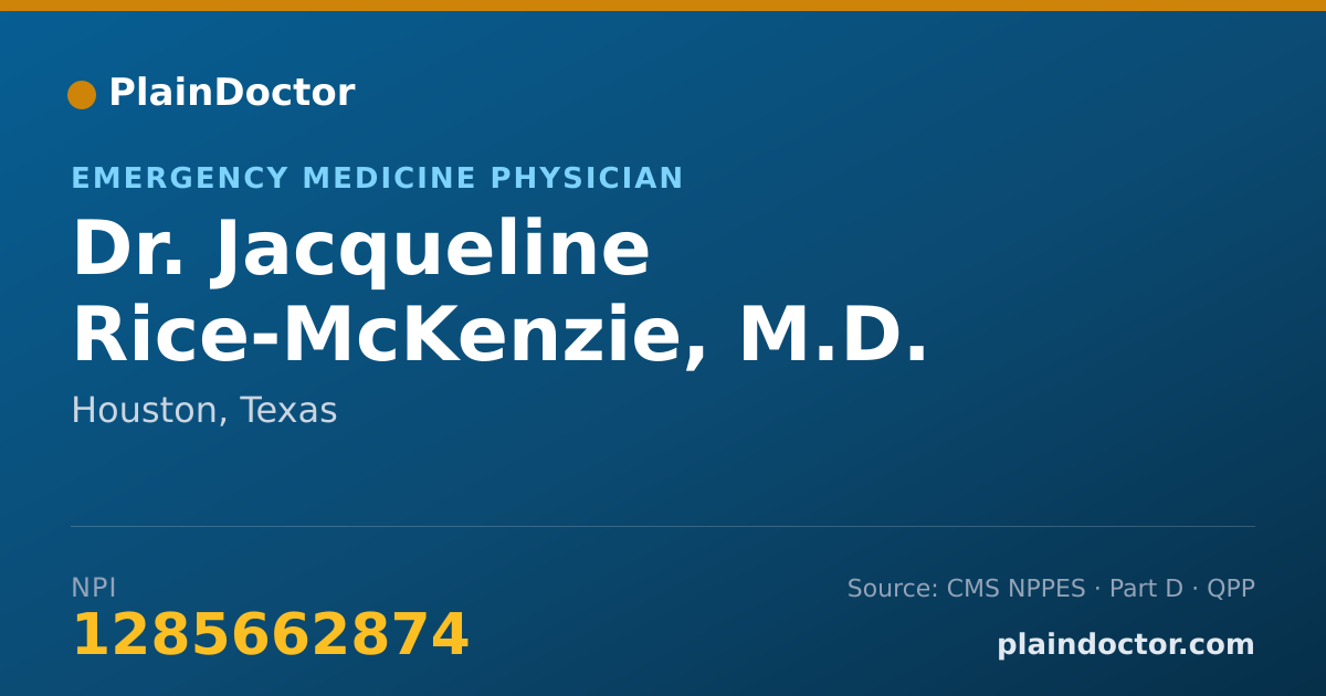 Shareable card for Jacqueline Rice-McKenzie, M.D. - Emergency Medicine Physician, Houston, TX