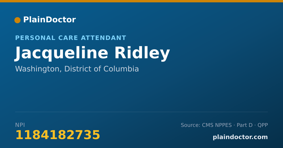 Shareable card for Jacqueline Ridley - Personal Care Attendant, Washington, DC