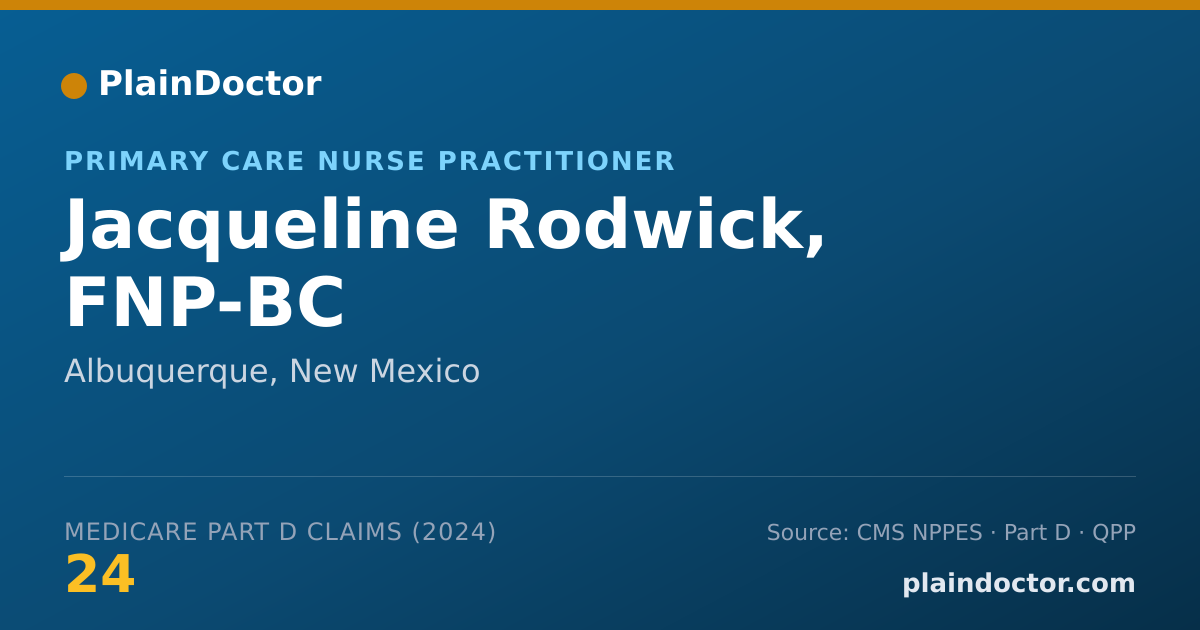 Shareable card for Jacqueline Rodwick, FNP-BC - Primary Care Nurse Practitioner, Albuquerque, NM