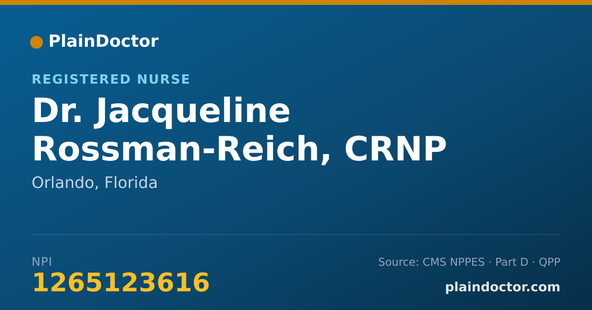 Shareable card for Jacqueline Rossman-Reich, CRNP - Registered Nurse, Orlando, FL