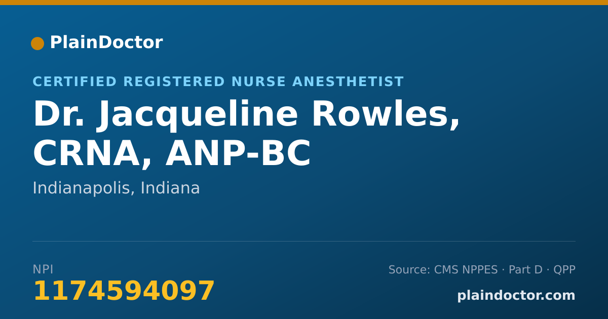 Shareable card for Jacqueline Rowles, CRNA, ANP-BC - Certified Registered Nurse Anesthetist, Indianapolis, IN
