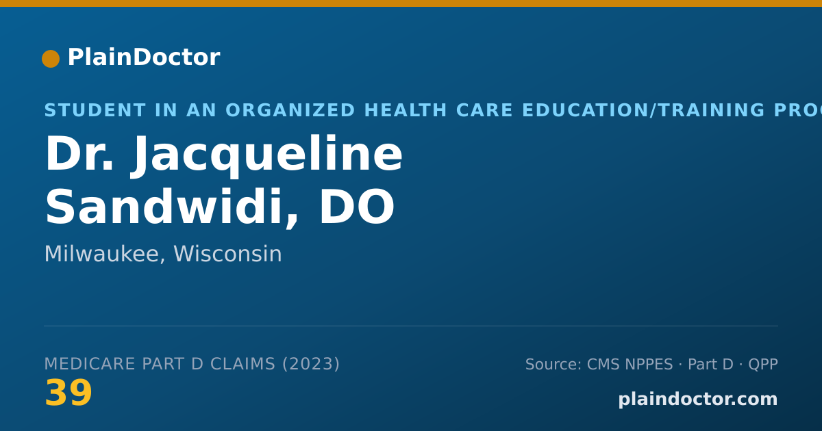 Shareable card for Jacqueline Sandwidi, DO - Student in an Organized Health Care Education/Training Program, Milwaukee, WI
