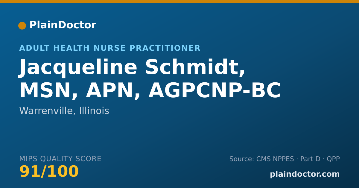 Shareable card for Jacqueline Schmidt, MSN, APN, AGPCNP-BC - Adult Health Nurse Practitioner, Warrenville, IL