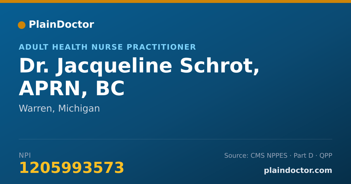 Shareable card for Jacqueline Schrot, APRN, BC - Adult Health Nurse Practitioner, Warren, MI