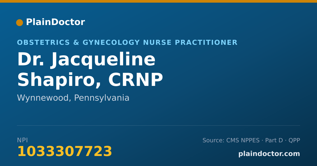 Shareable card for Jacqueline Shapiro, CRNP - Obstetrics & Gynecology Nurse Practitioner, Wynnewood, PA