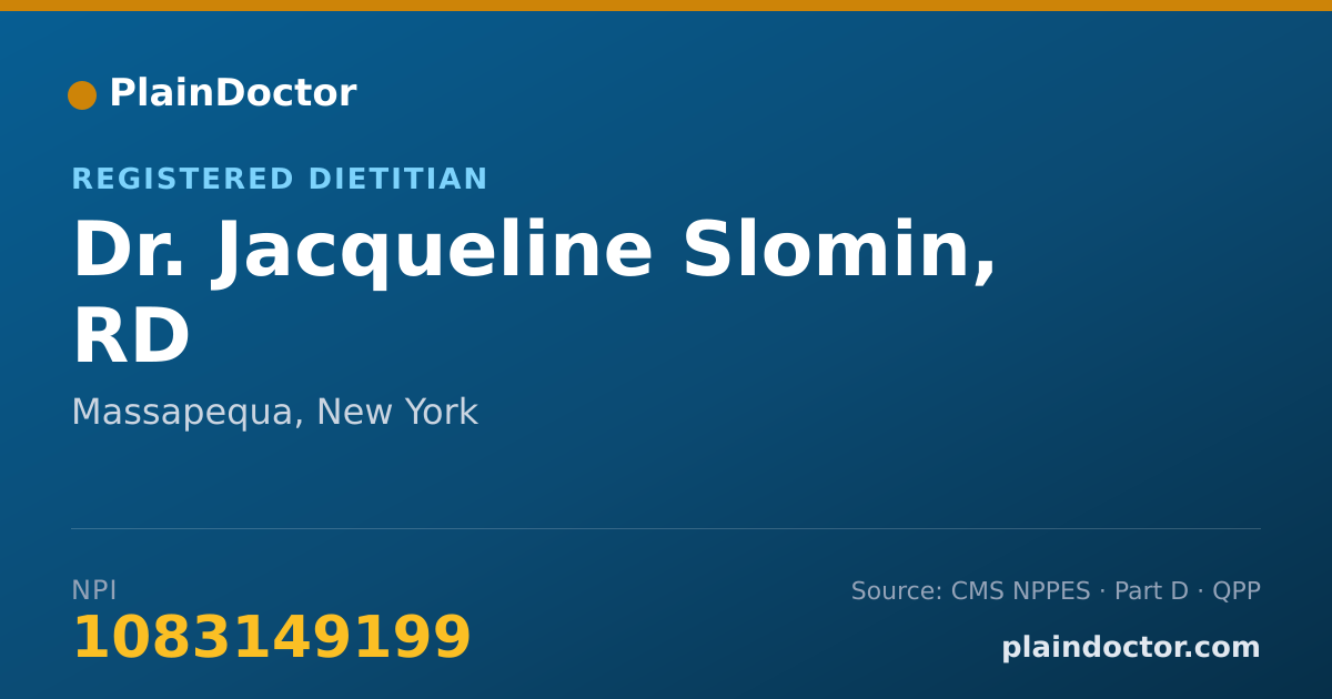 Shareable card for Jacqueline Slomin, RD - Registered Dietitian, Massapequa, NY