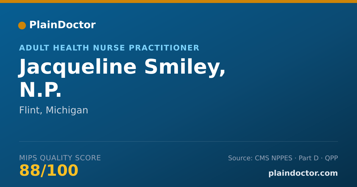 Shareable card for Jacqueline Smiley, N.P. - Adult Health Nurse Practitioner, Flint, MI