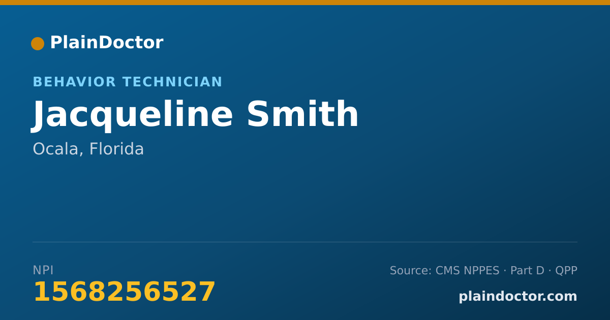 Shareable card for Jacqueline Smith - Behavior Technician, Ocala, FL