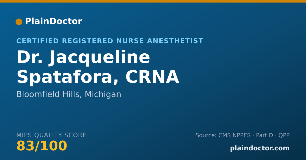 Shareable card for Jacqueline Spatafora, CRNA - Certified Registered Nurse Anesthetist, Bloomfield Hills, MI