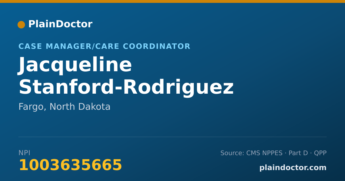 Shareable card for Jacqueline Stanford-Rodriguez - Case Manager/Care Coordinator, Fargo, ND