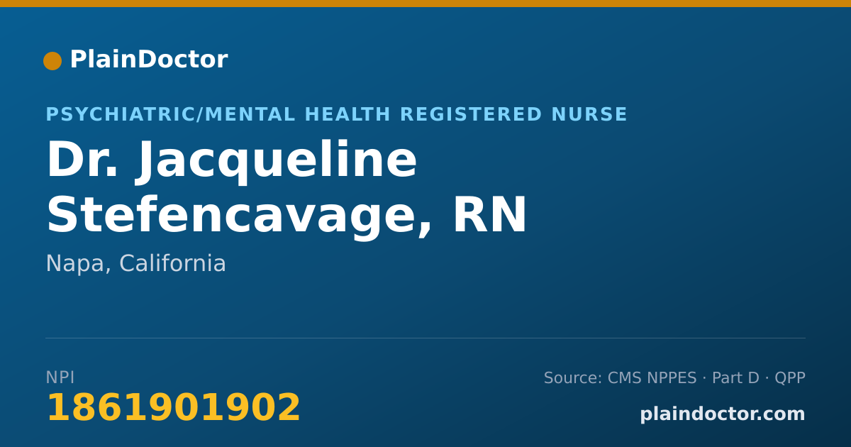 Shareable card for Jacqueline Stefencavage, RN - Psychiatric/Mental Health Registered Nurse, Napa, CA