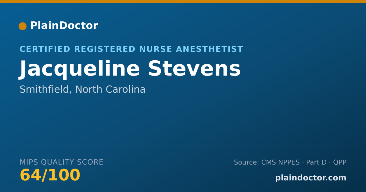 Shareable card for Jacqueline Stevens - Certified Registered Nurse Anesthetist, Smithfield, NC