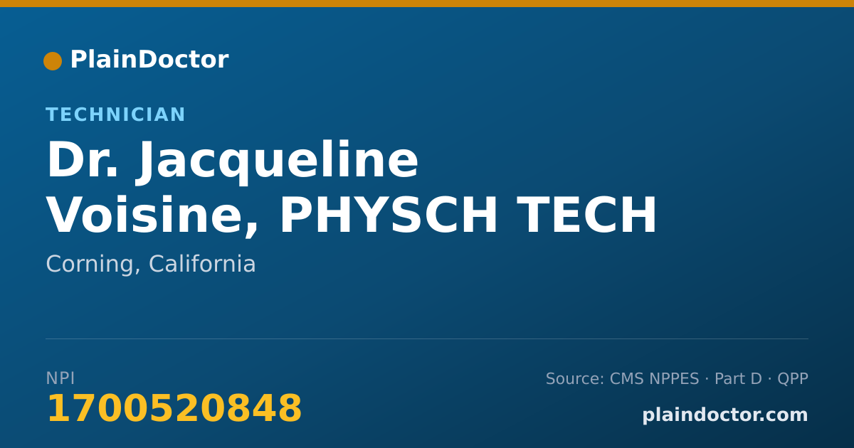 Shareable card for Jacqueline Voisine, PHYSCH TECH - Technician, Corning, CA