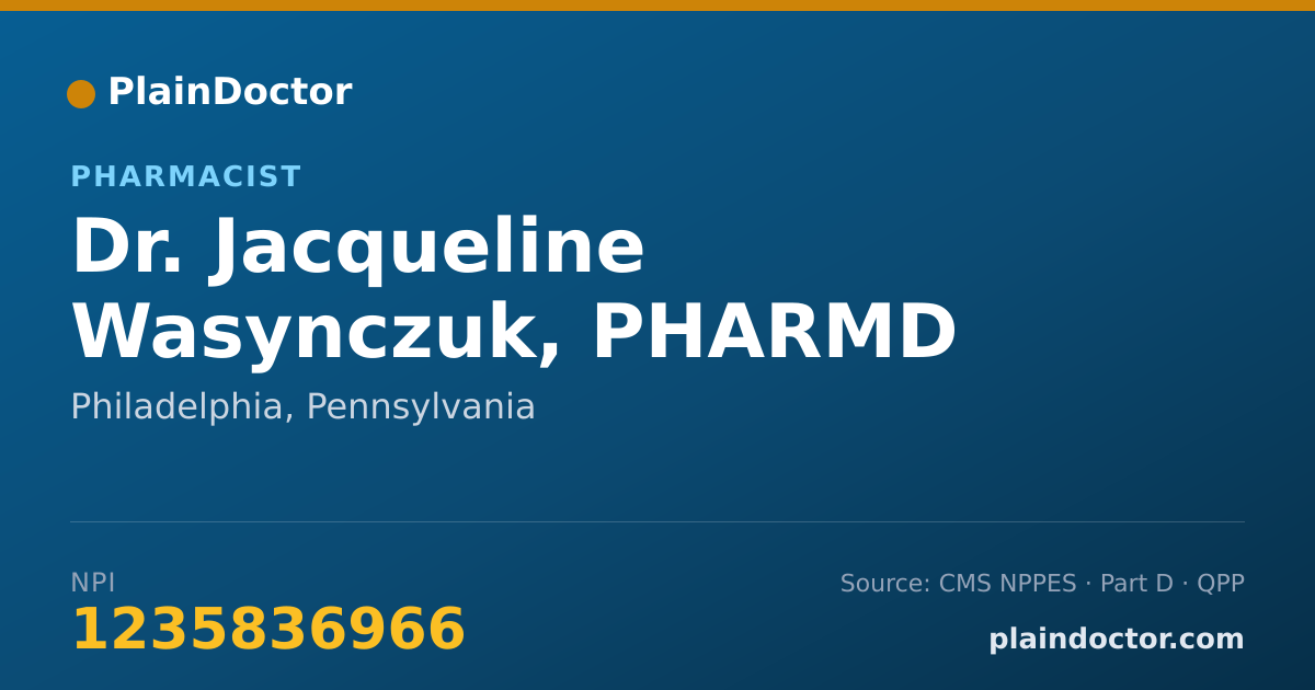 Shareable card for Jacqueline Wasynczuk, PHARMD - Pharmacist, Philadelphia, PA