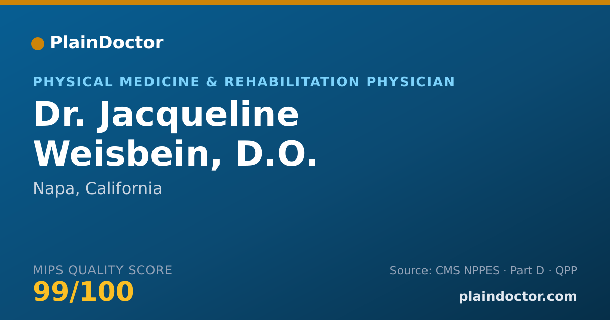Shareable card for Jacqueline Weisbein, D.O. - Physical Medicine & Rehabilitation Physician, Napa, CA