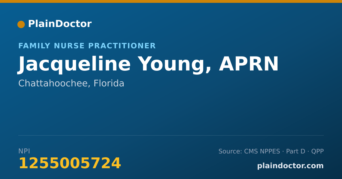 Shareable card for Jacqueline Young, APRN - Family Nurse Practitioner, Chattahoochee, FL