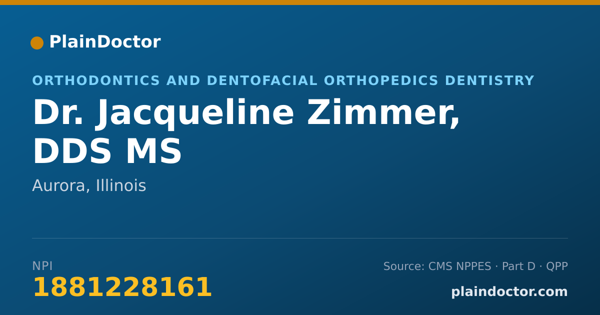 Shareable card for Jacqueline Zimmer, DDS MS - Orthodontics and Dentofacial Orthopedics Dentistry, Aurora, IL