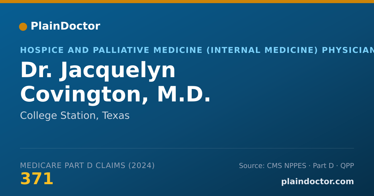 Shareable card for Jacquelyn Covington, M.D. - Hospice and Palliative Medicine (Internal Medicine) Physician, College Station, TX