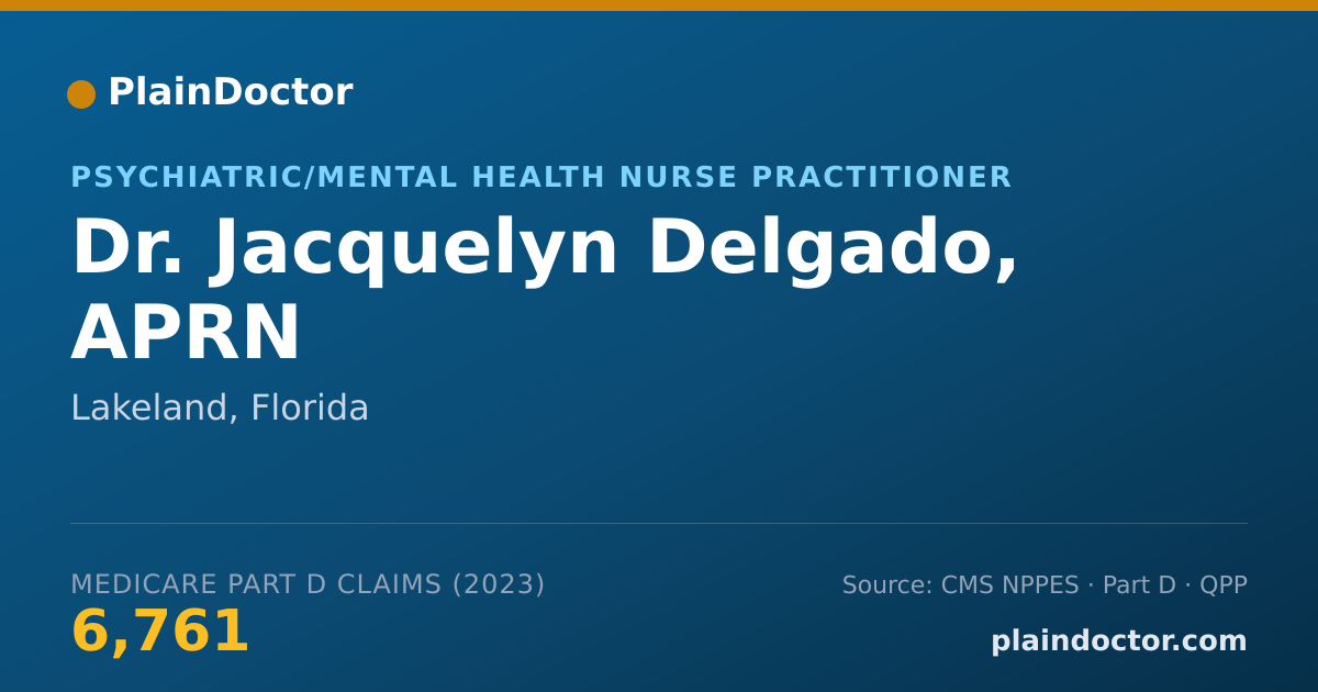 Shareable card for Jacquelyn Delgado, APRN - Psychiatric/Mental Health Nurse Practitioner, Lakeland, FL