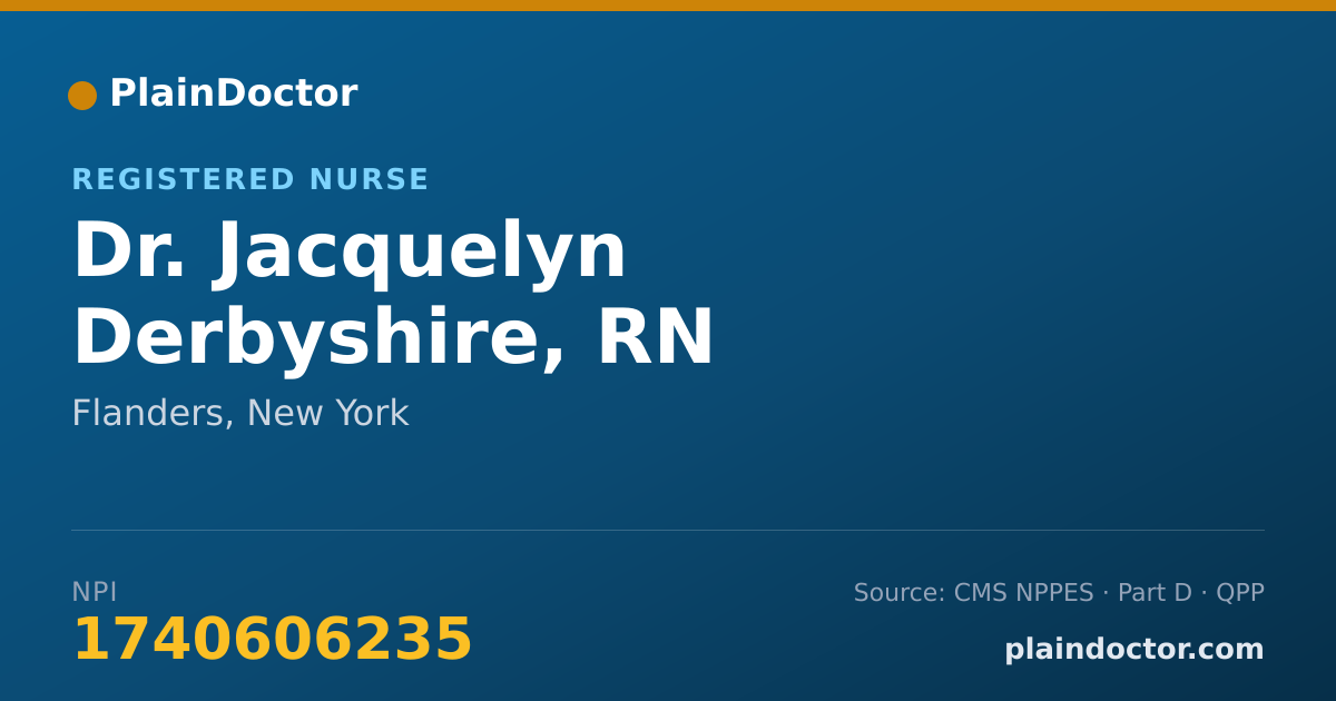 Shareable card for Jacquelyn Derbyshire, RN - Registered Nurse, Flanders, NY