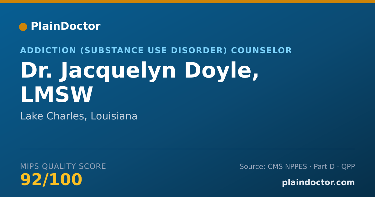 Shareable card for Jacquelyn Doyle, LMSW - Addiction (Substance Use Disorder) Counselor, Lake Charles, LA